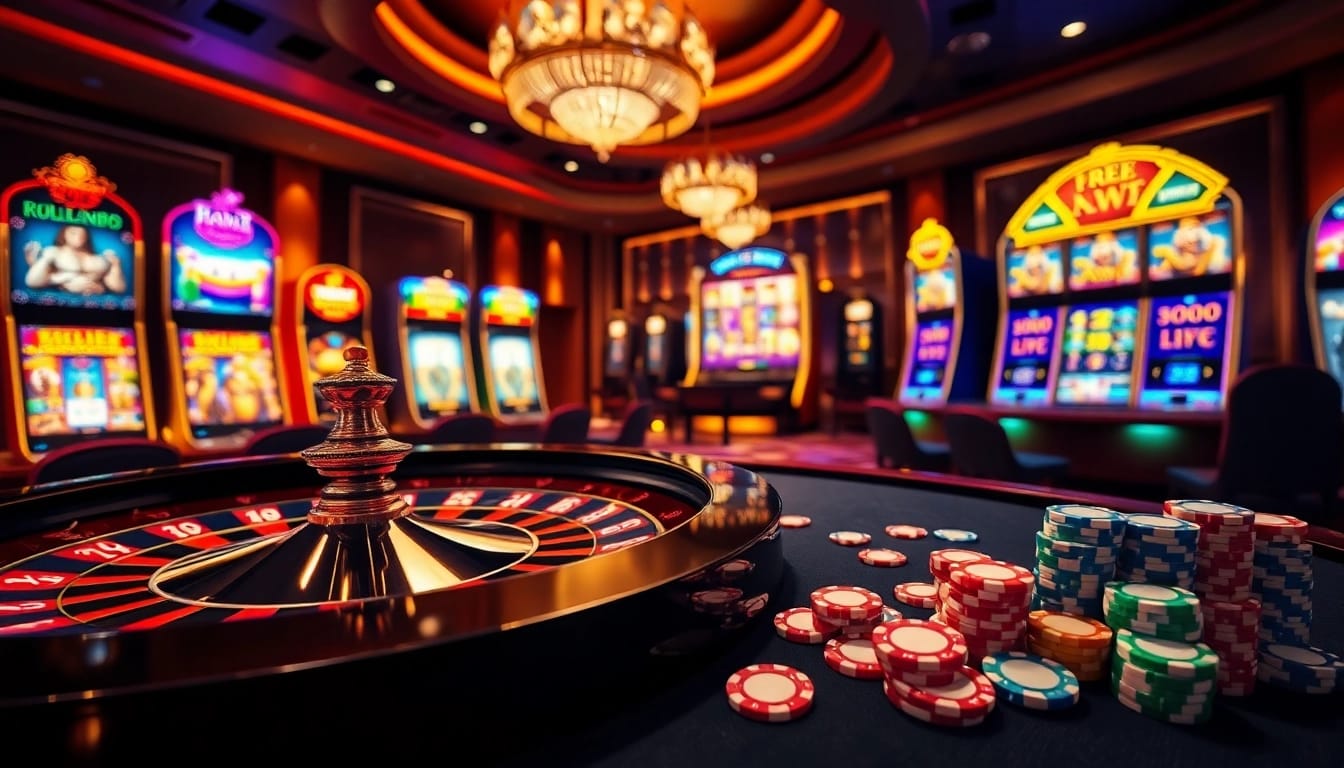 Winning at tables and slots illustrated in a luxurious setting at 13win.com.