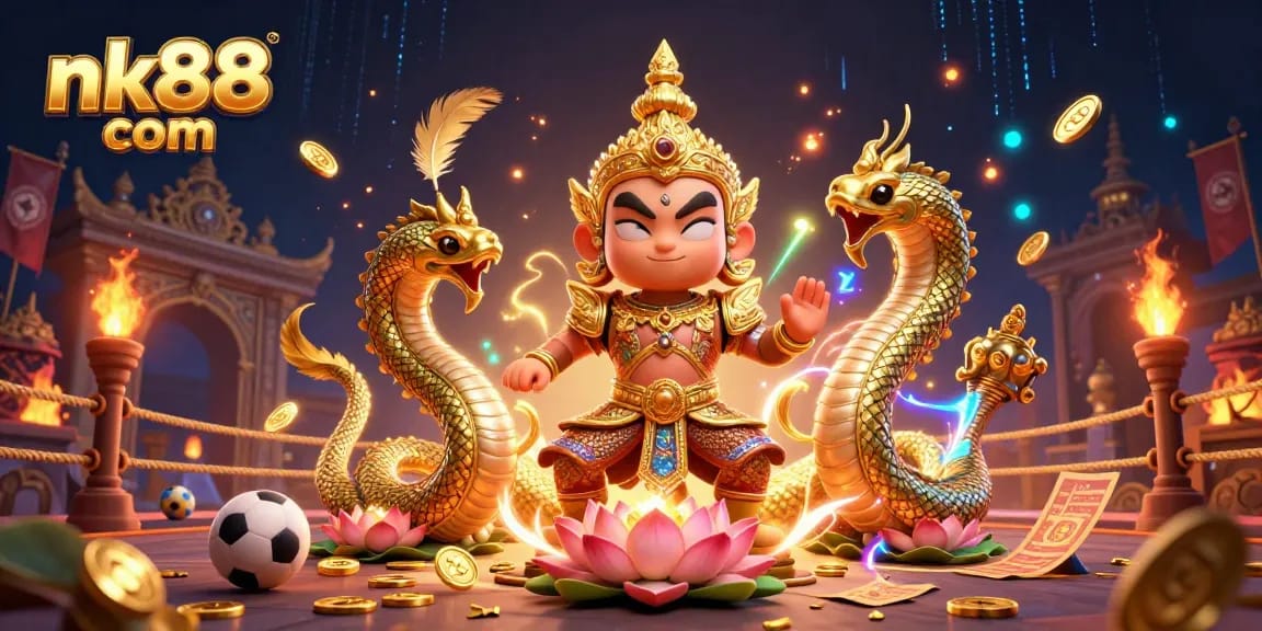 Engage in thrilling sports betting with nk88 com's vibrant illustration featuring dynamic casino elements.