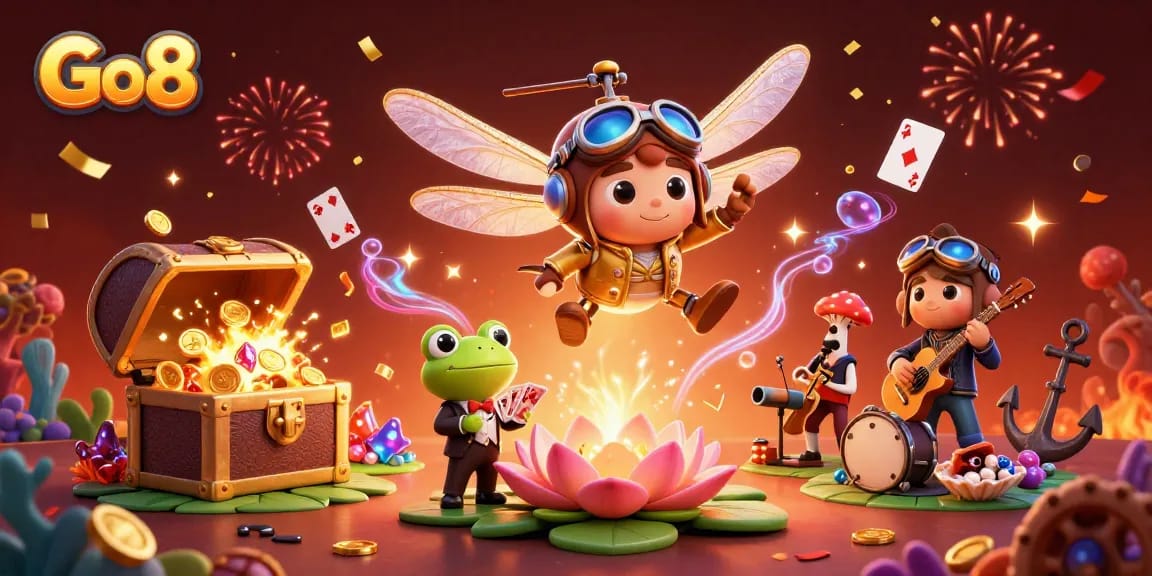 Experience the thrill of Go8 casino with vibrant characters and dynamic gameplay elements.