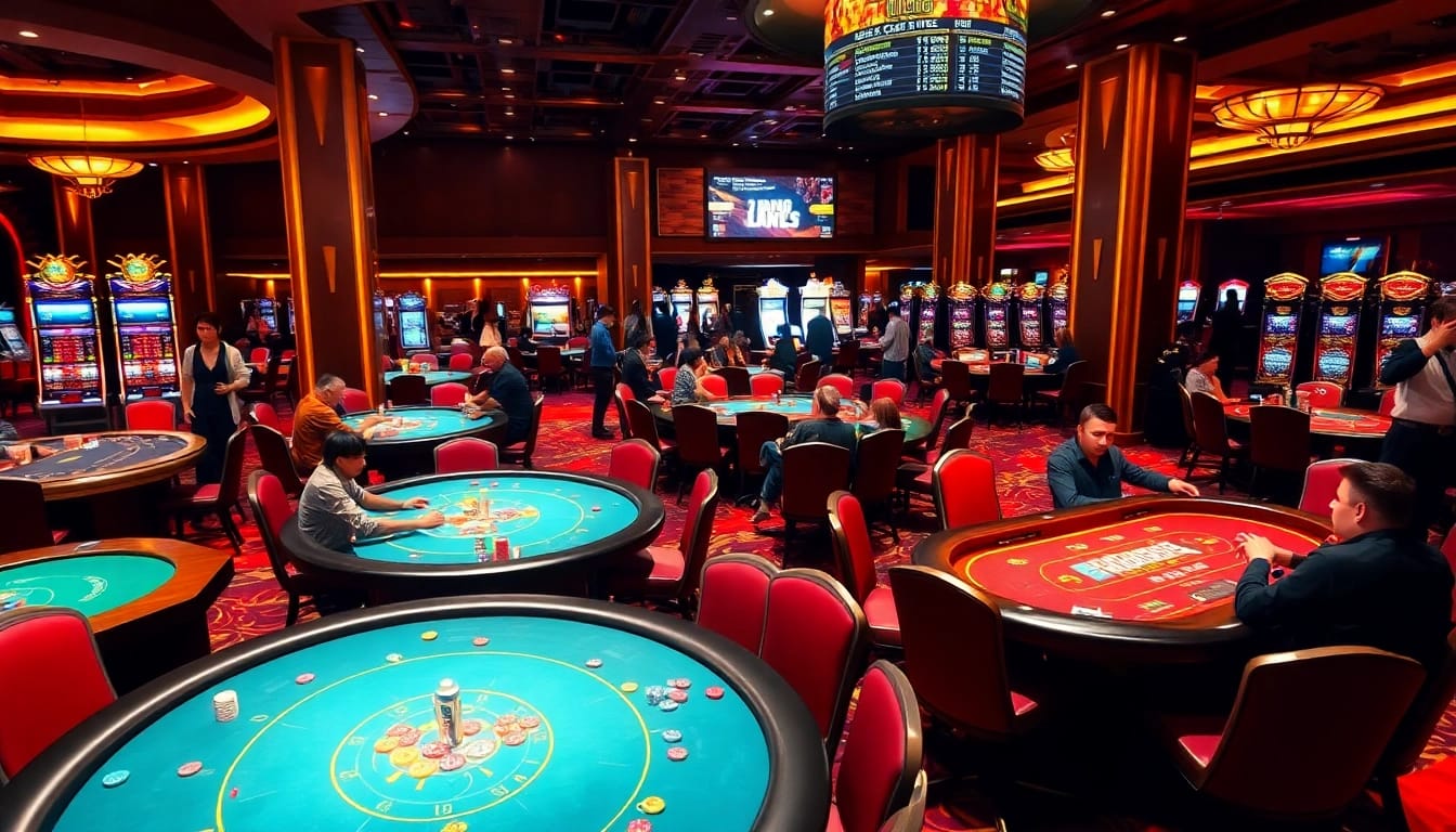 Exciting gambling atmosphere at https://lucky88ai.net/ showcasing vibrant casino games and players.