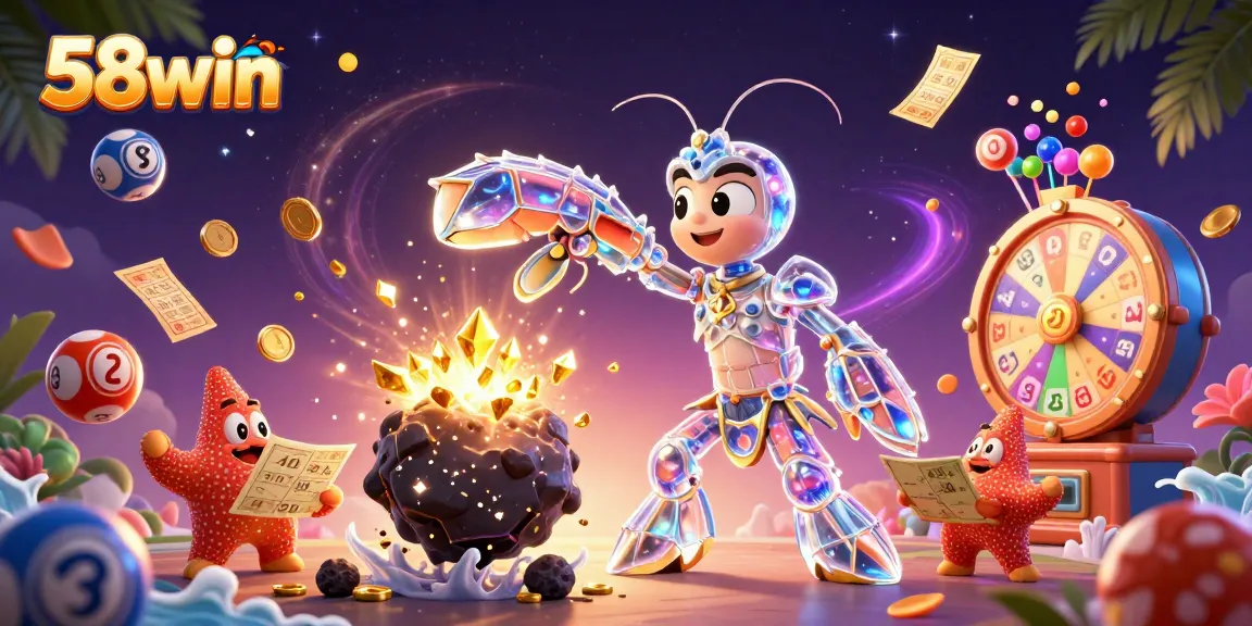 Join the adventure with 58win as the galactic samurai mantis shrimp breaks through an asteroid showering treasures.