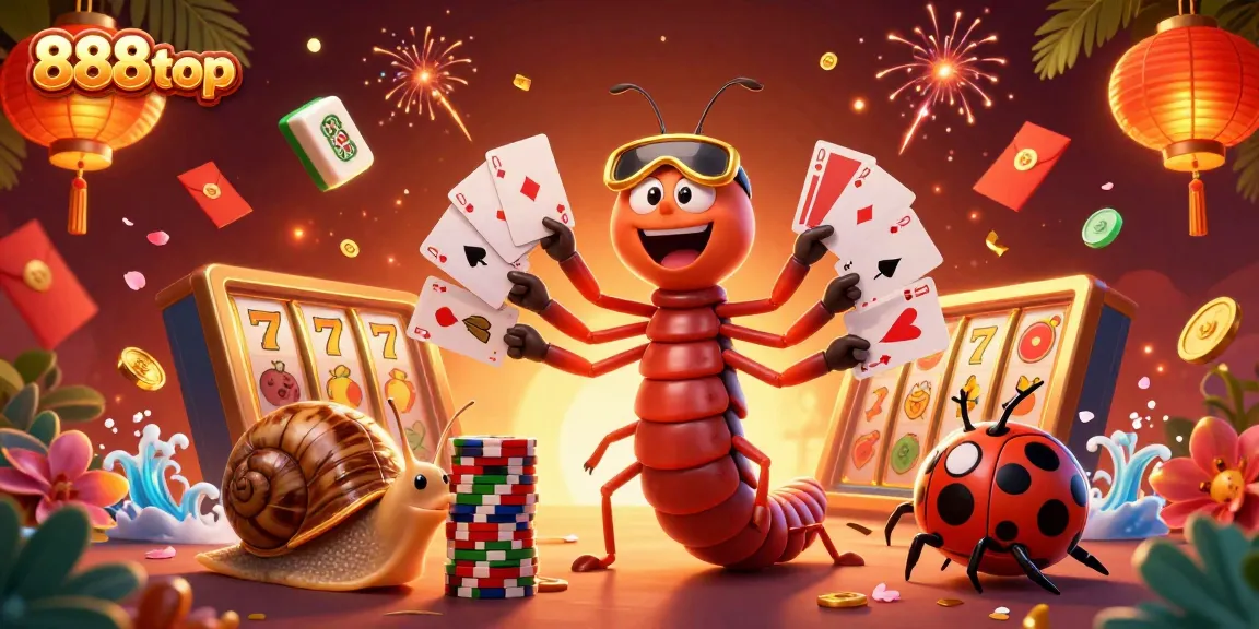 Engage in thrilling gameplay with 888top, featuring a dynamic cartoon dealer and vibrant slot reels.