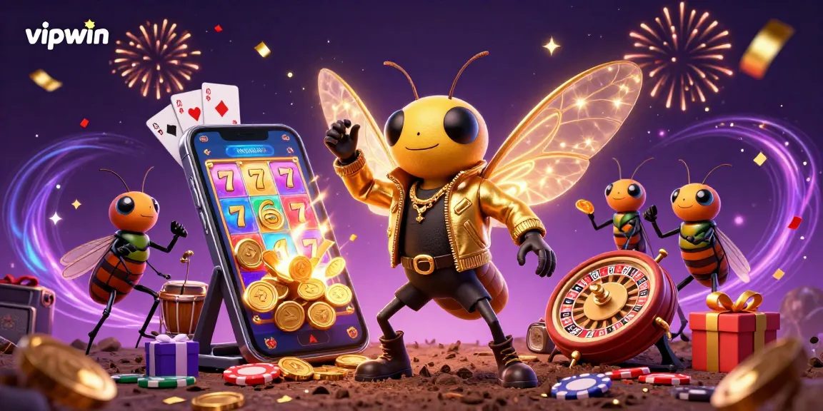 Experience the excitement of vipwin's dynamic gambling scene with vibrant characters and rich casino elements.