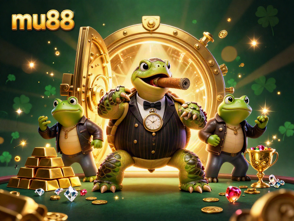 Experience exciting gameplay at mu88 with vibrant casino characters and treasures surrounding them.