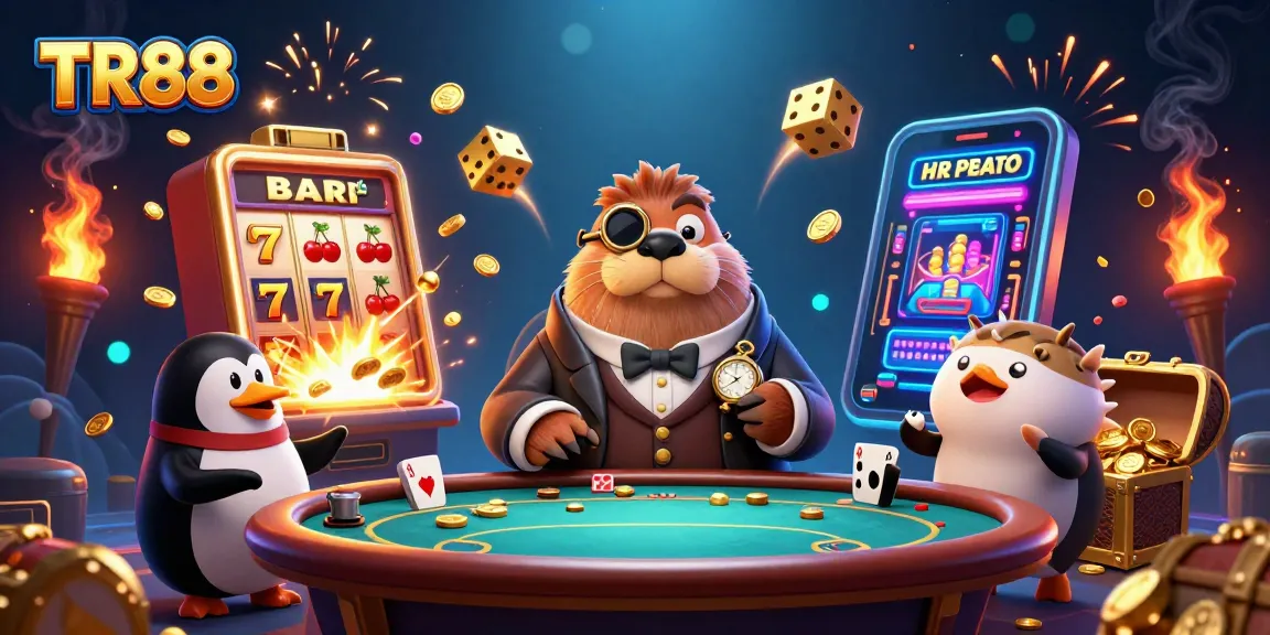Experience excitement at TR88 with a jolly walrus at underwater poker, surrounded by jackpot treasures.
