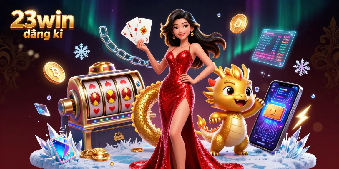 Experience 23win đăng ký with thrilling gameplay, featuring an elegant Asian woman and a charming golden dragon.