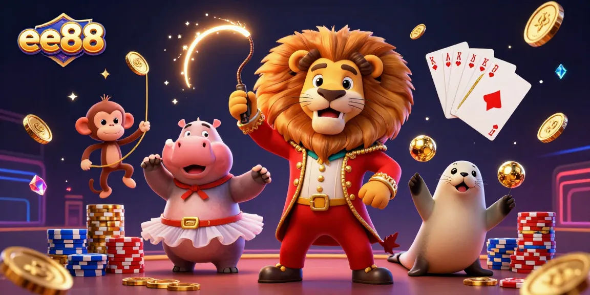 Experience thrilling action at ee88 with a vibrant casino scene featuring playful cartoon characters.