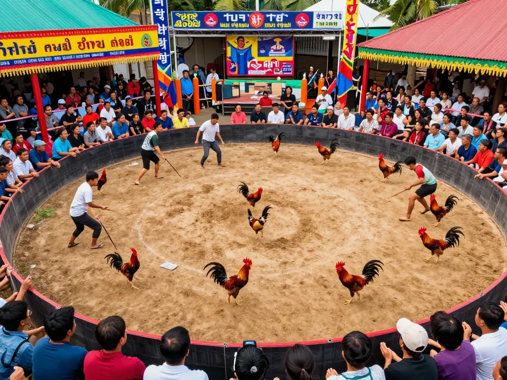 Exciting live đá gà trực tiếp event with thrilling rooster matches and engaged spectators
