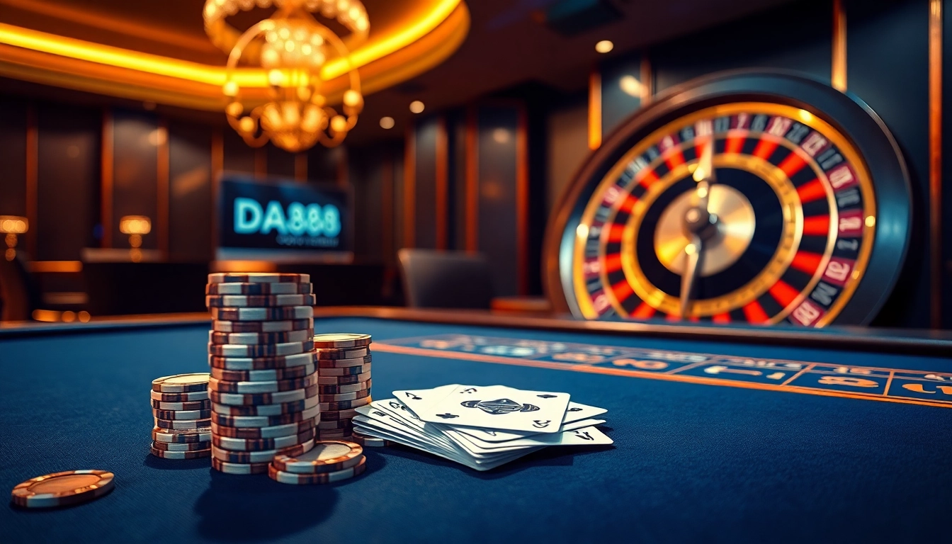 DA88 showcasing high-stakes poker action on a luxurious casino table.