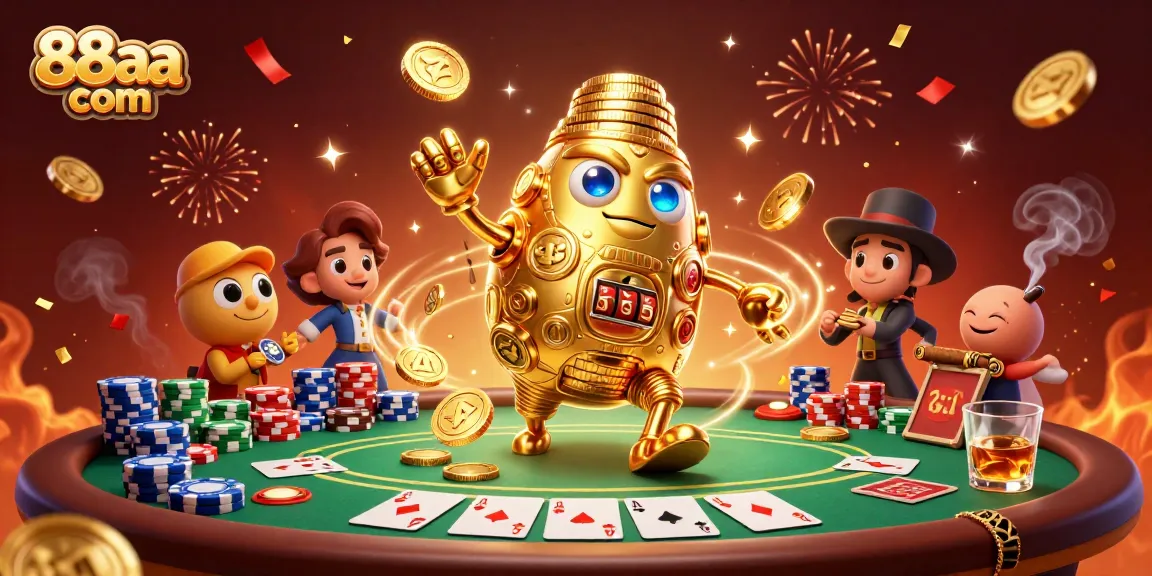 Experience thrilling poker action with 88aa com in this vibrant 3D digital scene.
