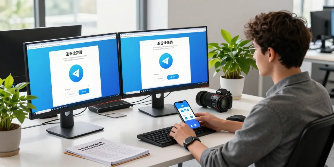 Seamless setup of Telegram Chinese interface on a modern workspace, showcasing app features and language pack application.