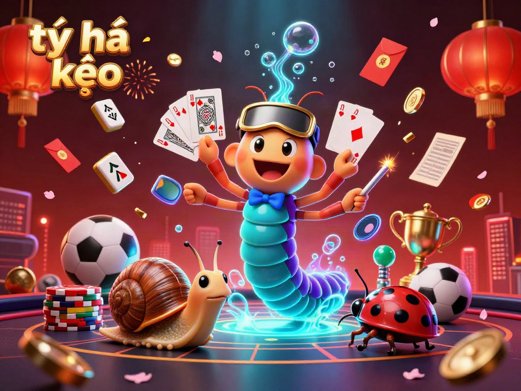 Engage in dynamic betting strategies with tỷ lệ kèo illustrated through exciting casino characters and casino elements.