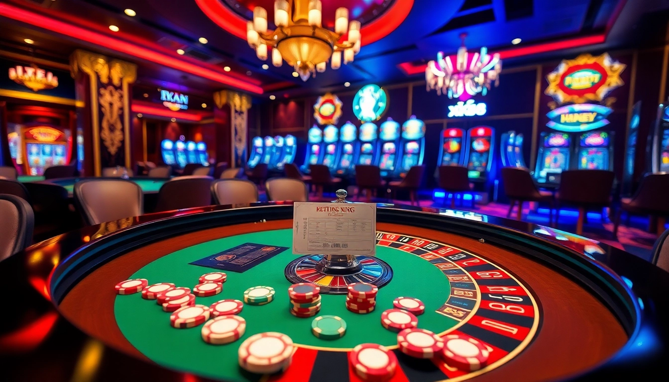 Players enjoy a thrilling game experience at XX88 casino with vibrant tables and colorful chips.
