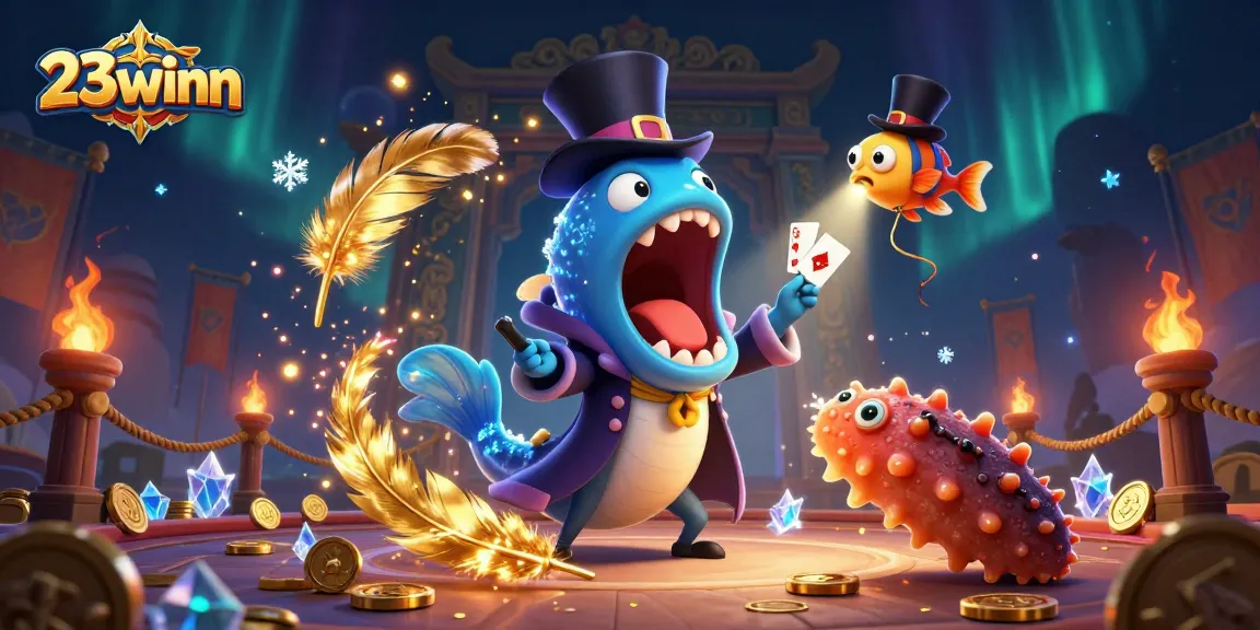 Experience thrilling action with 23winn's magical underwater casino scene featuring a deep-sea eel magician.