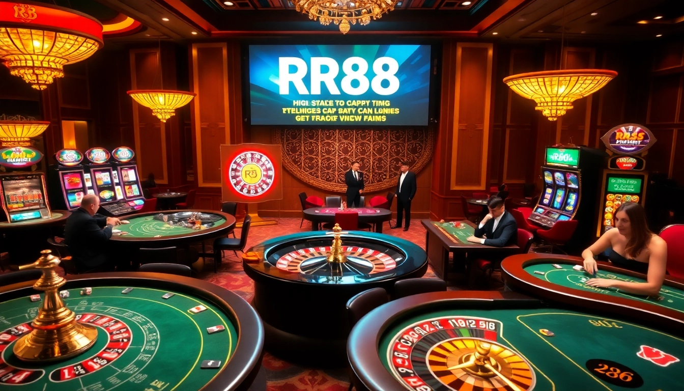 Experience high-stakes gaming at RR88 with vibrant casino tables and exciting slots.