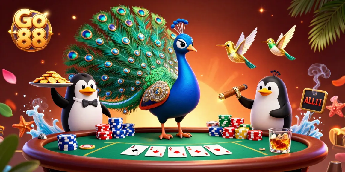 Play cards and win big with Go 88’s vibrant casino atmosphere featuring rich game elements.