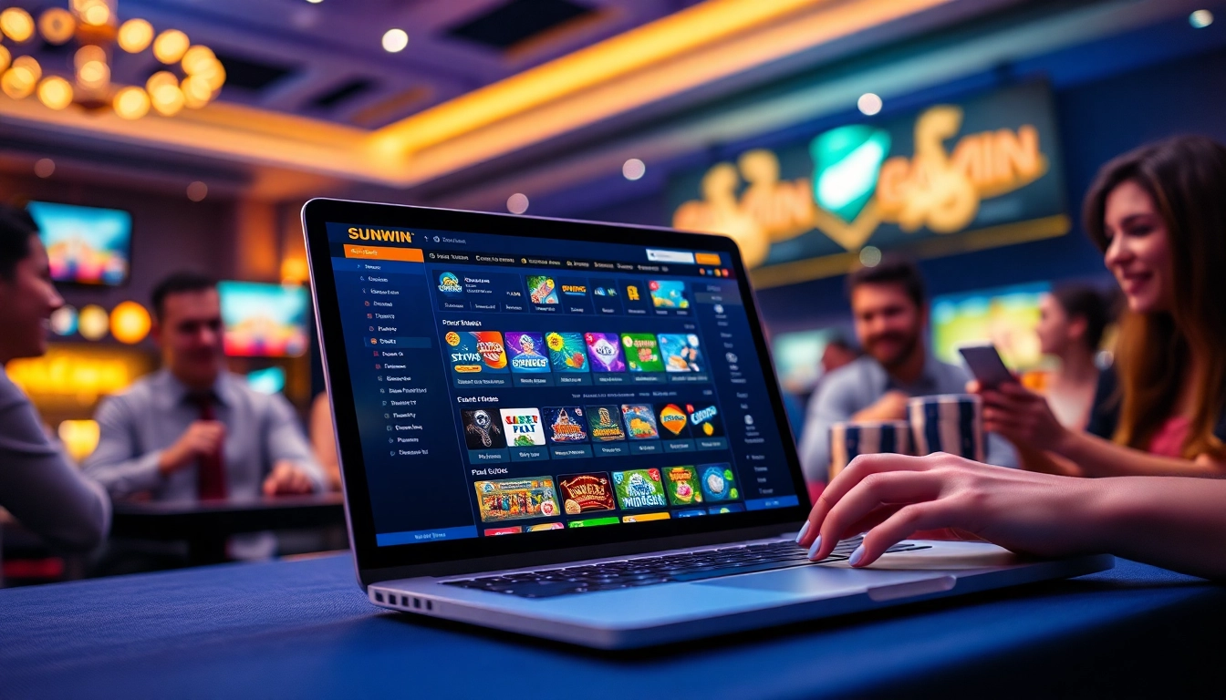 SUNWIN online betting platform showcasing sports and casino games with vibrant digital interface.