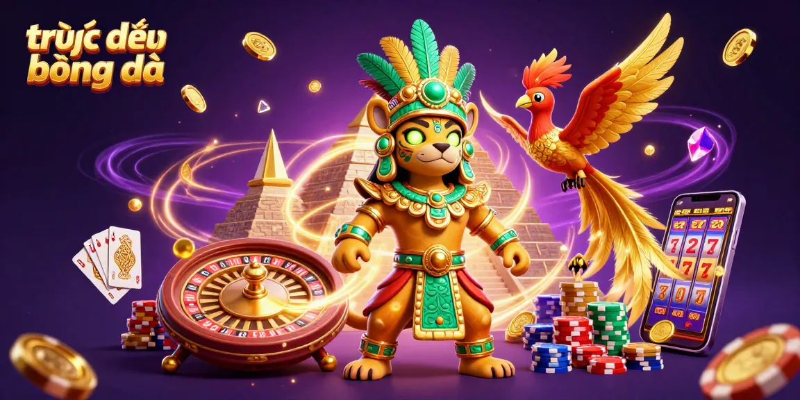 Experience trực tiếp bóng đá in a vibrant online casino scene showcasing a dynamic 3D illustration.