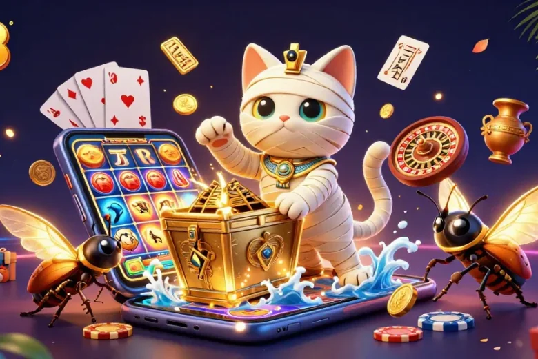 Engage with thrilling gaming experiences at o8 with dynamic 3D casino illustration and vibrant slot game elements.