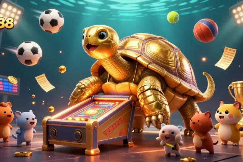 Experience the excitement of betting with link man88 at this vibrant casino-themed illustration.